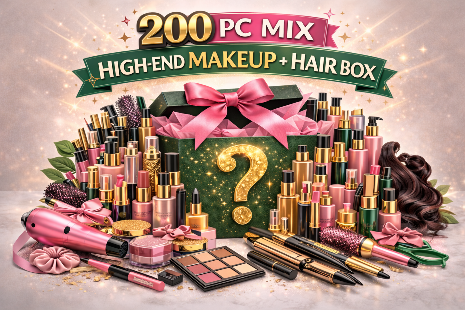 200PC Mix High End Makeup + Hair Box