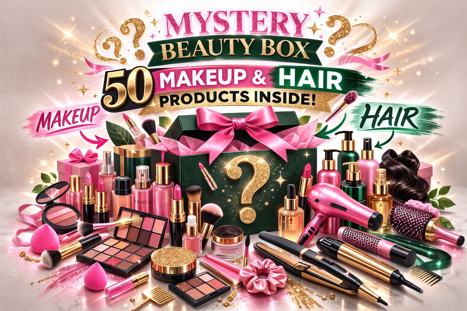 50PC Mix High End Makeup + Hair Box